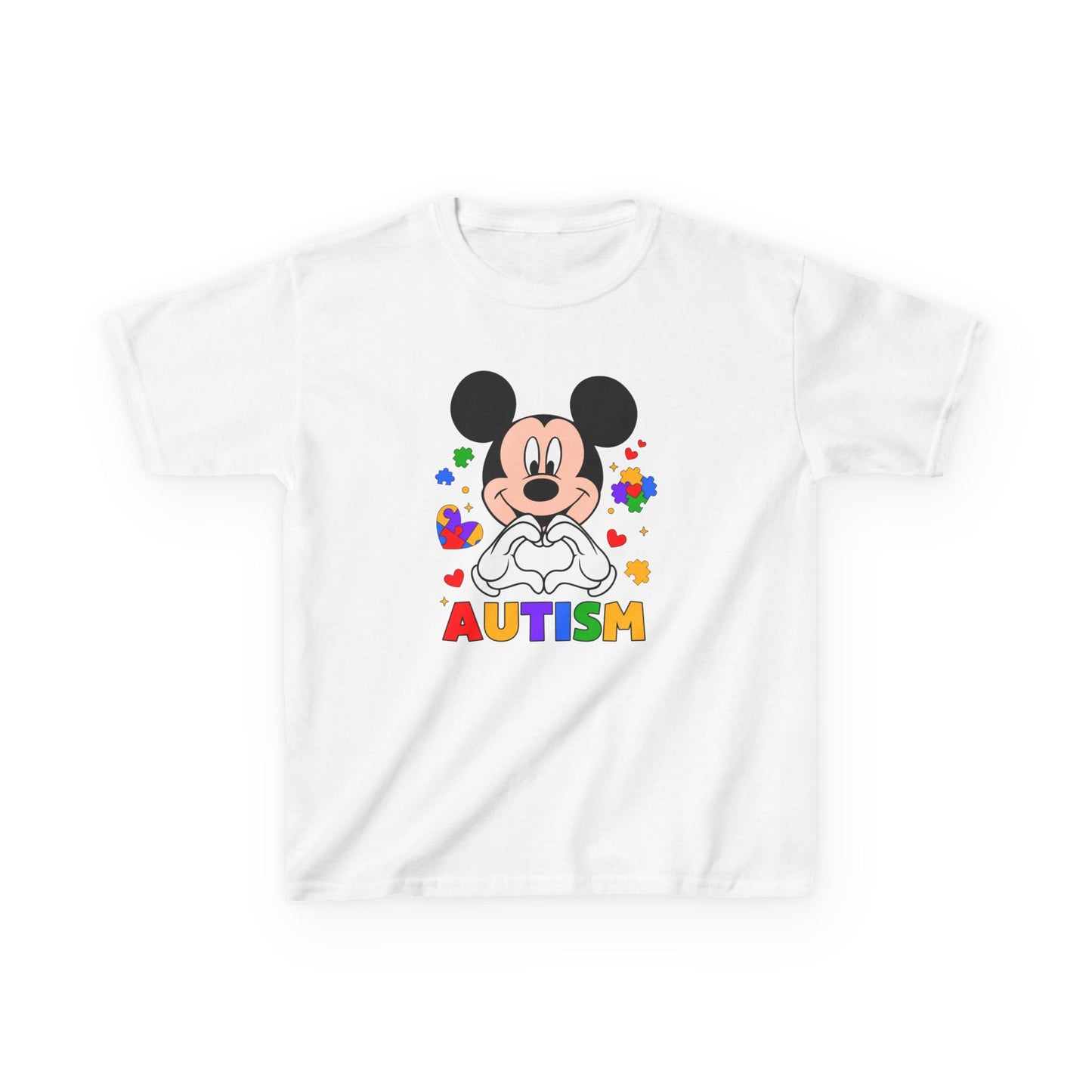 Kids Autism Awareness Tee — Colorful Puzzle Heart Design