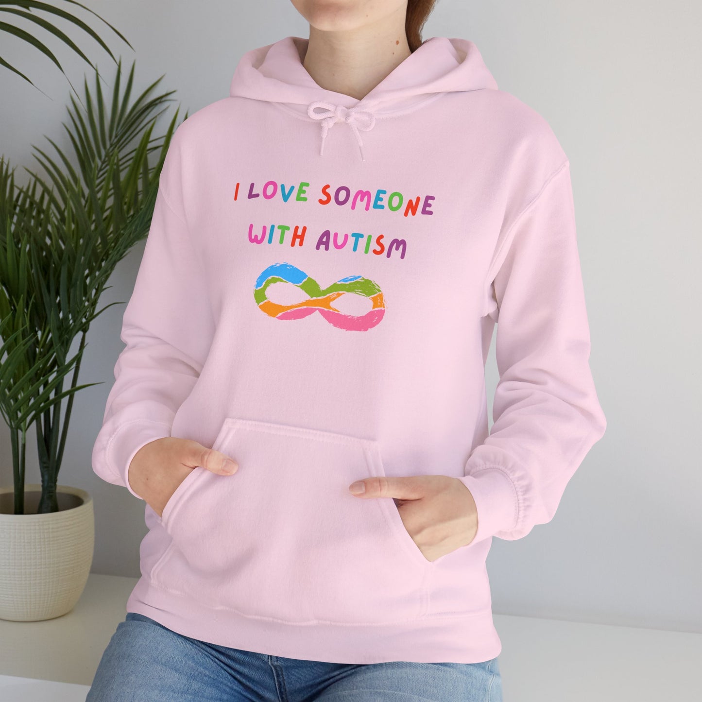 Autism Awareness Hoodie — "I Love Someone With Autism" Rainbow Infinity Sweatshirt