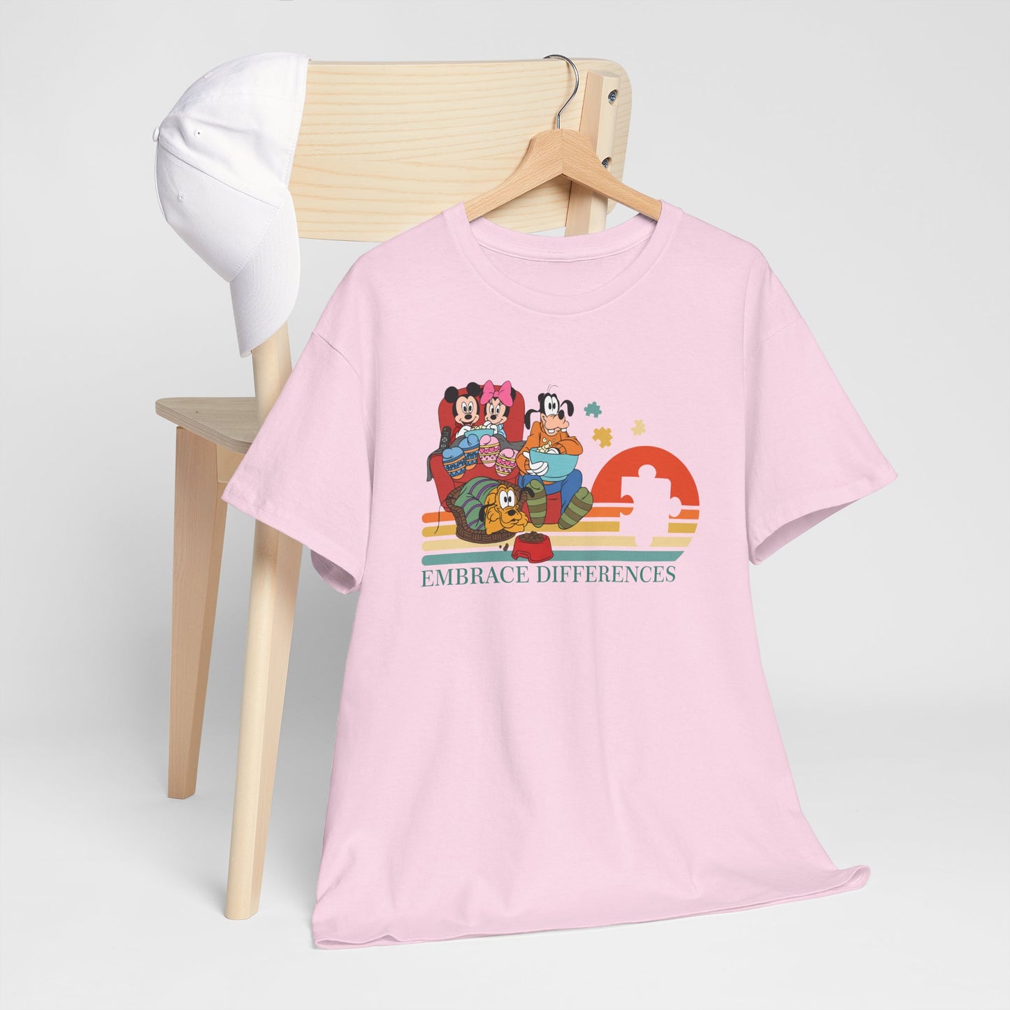 Embrace Differences Tee — Inclusive Retro Pride Graphic T-Shirt