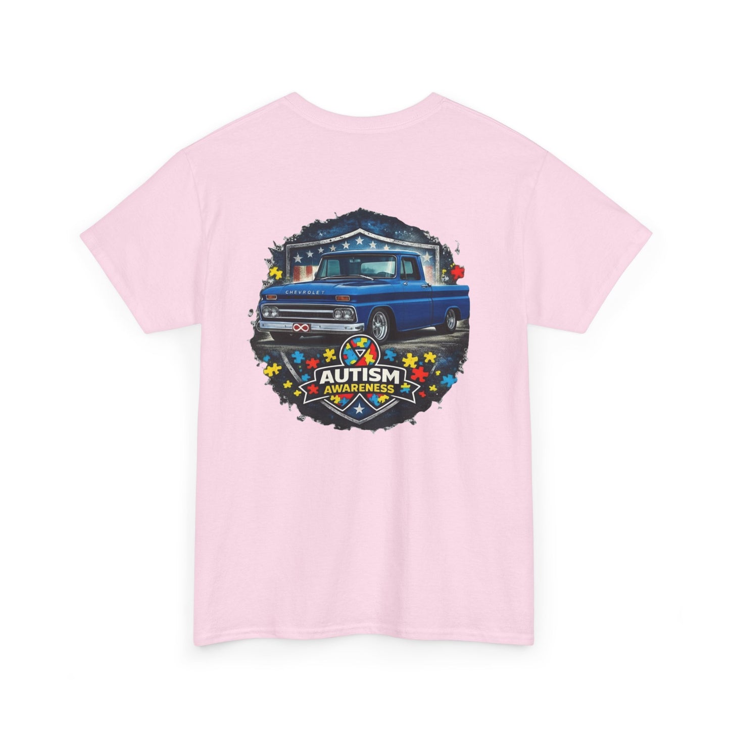 Tim’s Truck Tee- Autism Awareness Truck T-Shirt — Vintage Pickup Puzzle Ribbon Tee