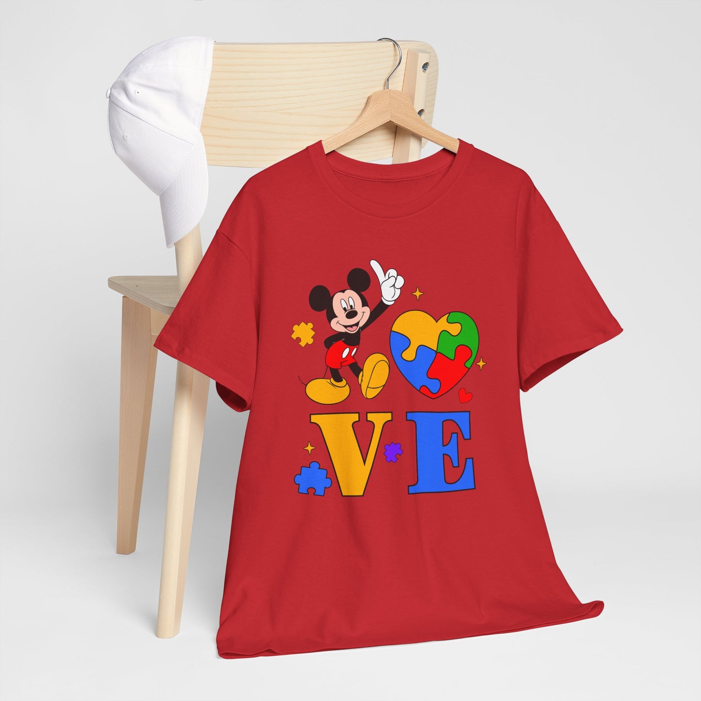 Kid-Friendly Love Puzzle Tee with Cartoon Mouse