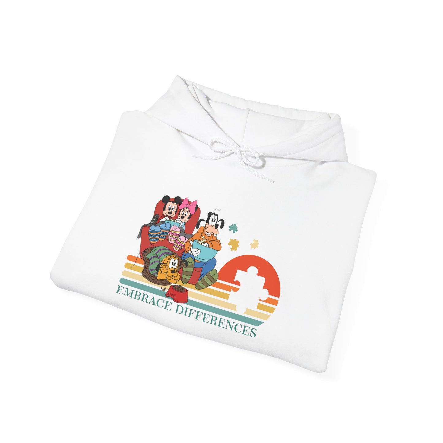 Embrace Differences Hoodie — Retro Pride Diverse Characters Graphic Sweatshirt
