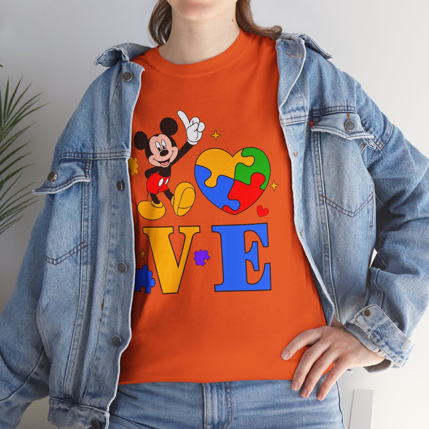 Kid-Friendly Love Puzzle Tee with Cartoon Mouse