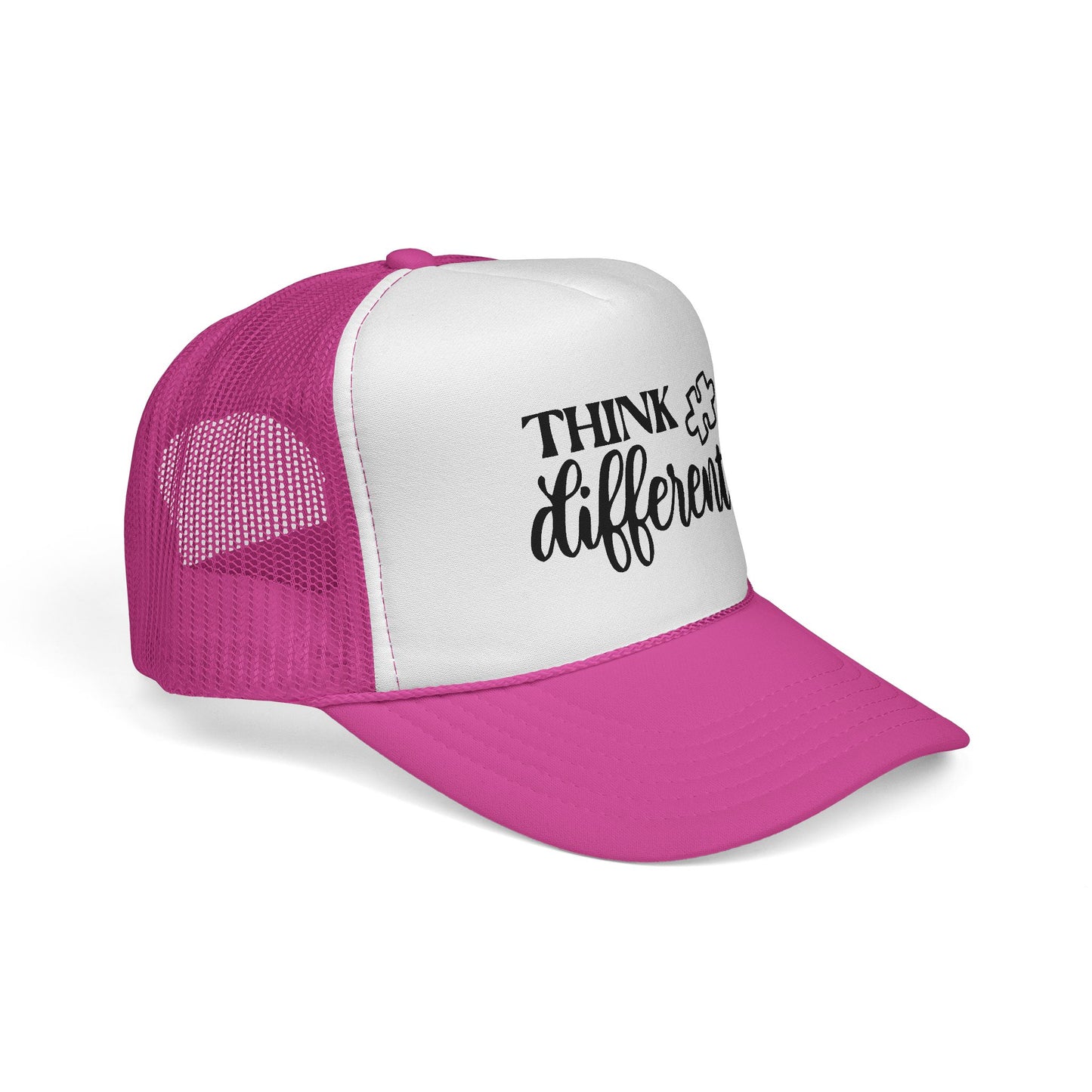 Think Differently Trucker Hat — Inspirational Puzzle Piece Cap
