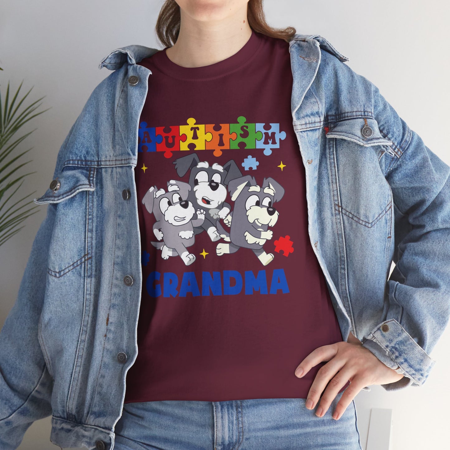 Grandma Paw-some Autism Awareness Tee — Puzzle Dogs Autism Grandma Shirt