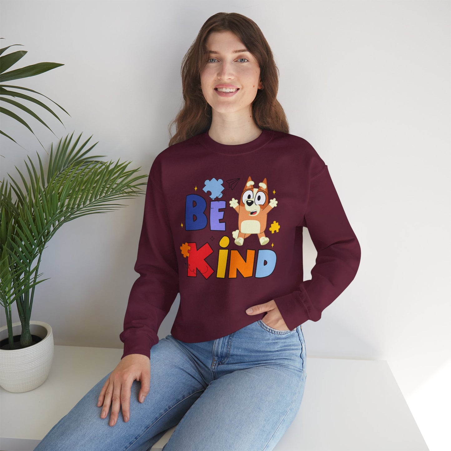 Be Kind Crewneck Sweatshirt — Cute Dog Graphic Kids/Adult Casual Pullover