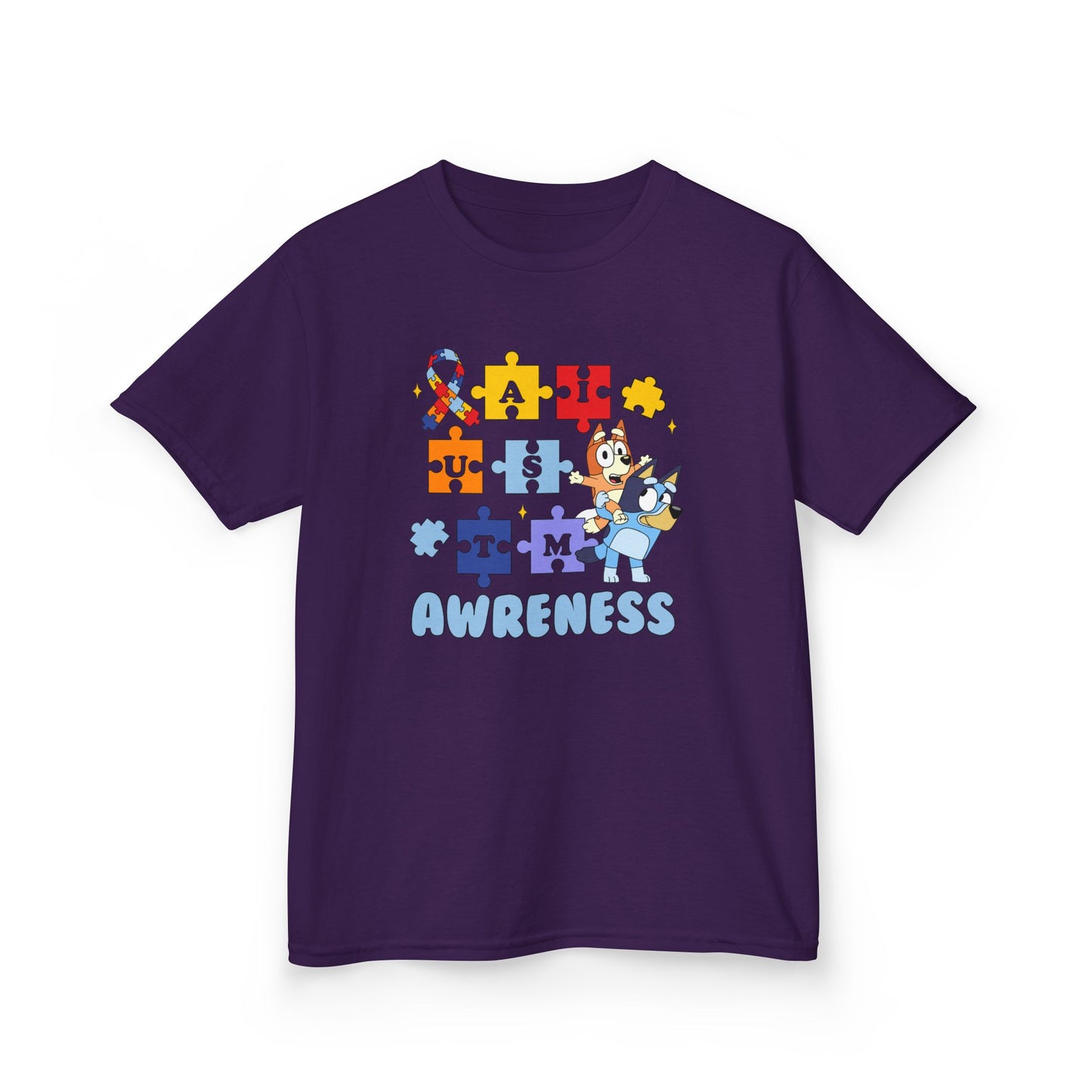 Kids Autism Awareness Puzzle Tee — Colorful Ribbon & Puzzle Pieces Design