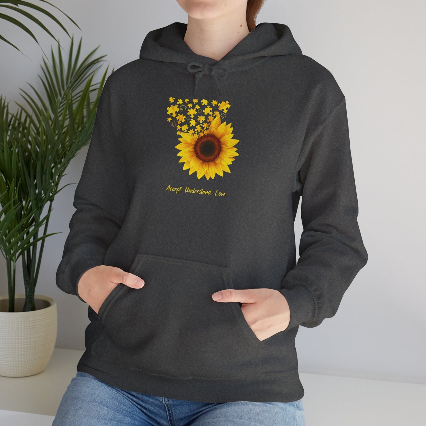 Sunflower Love Autism Awareness Advocate Hoodie — Joyful Floral Hooded Sweatshirt