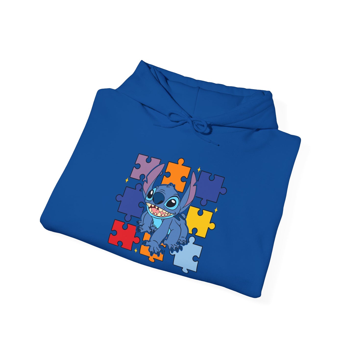 Autism Puzzle Heart Hoodie — Cute Blue Character Puzzle Piece Awareness Sweatshirt