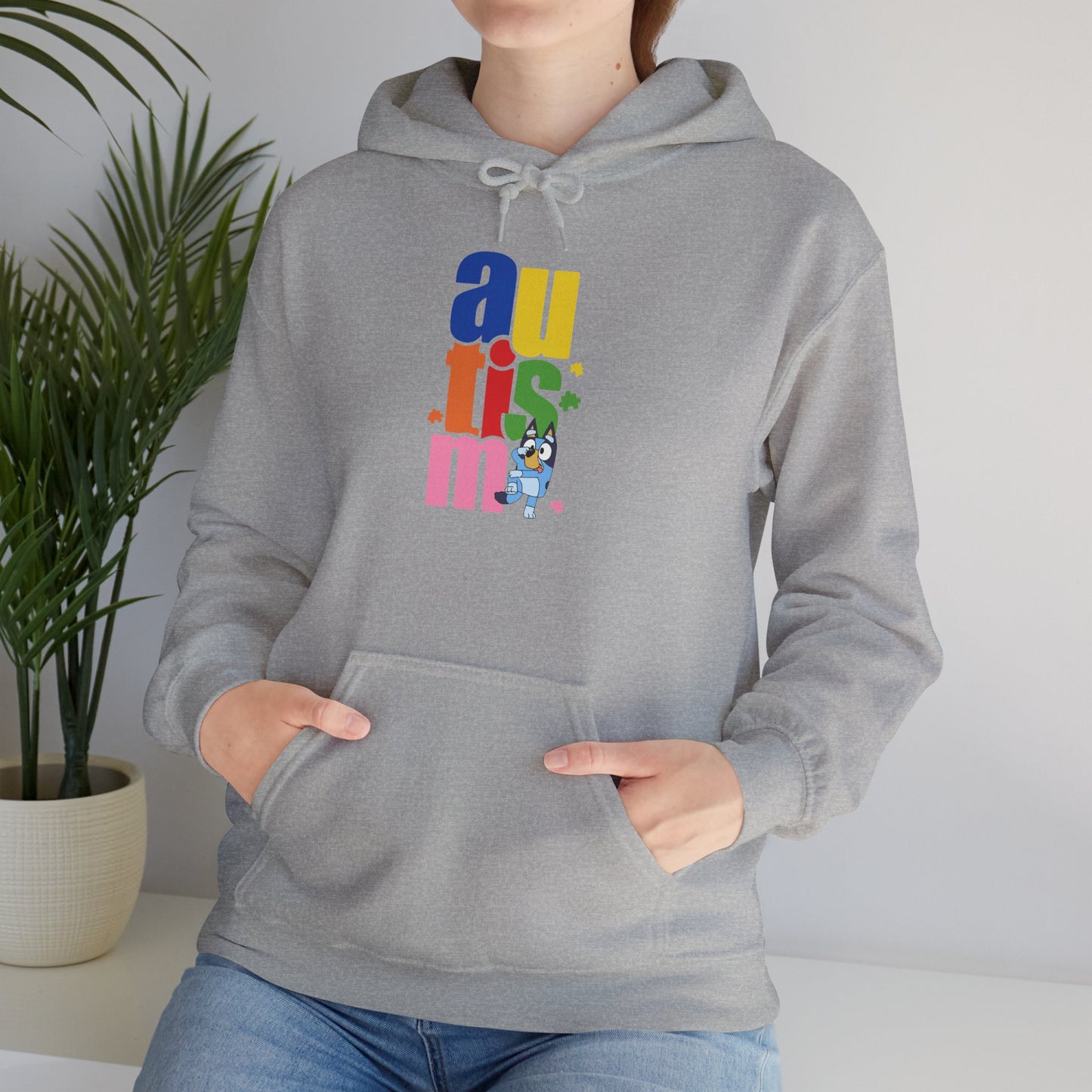 Autism Awareness Hoodie — Colorful Vertical “autism” Design