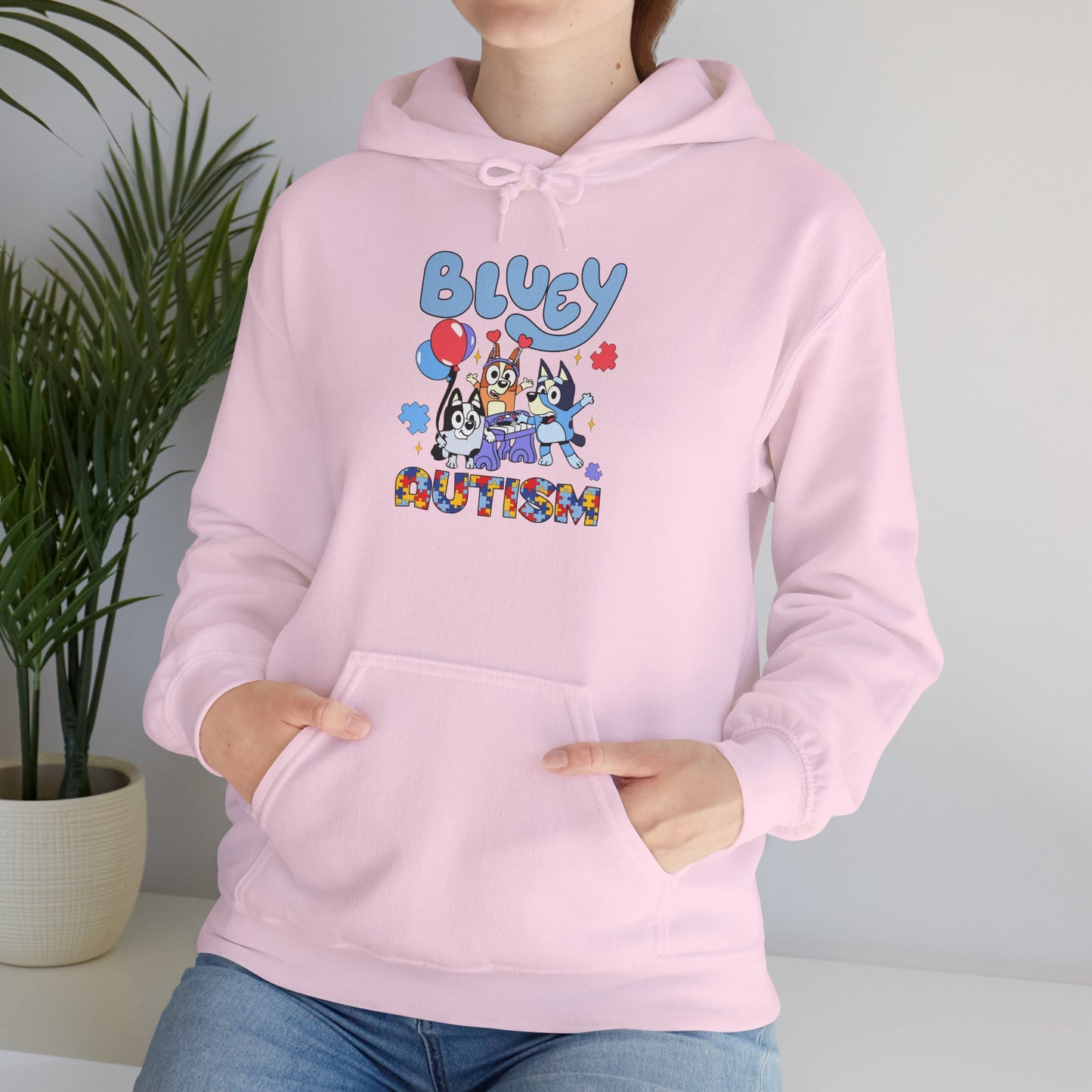Autism Awareness Hoodie — 'Bluey for Autism' Cartoon Support Pullover