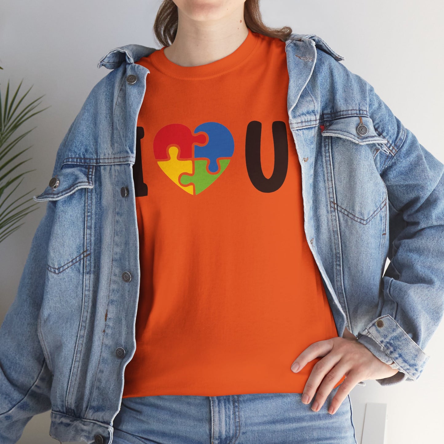 Rainbow Heart Puzzle Unisex Heavy Cotton Tee