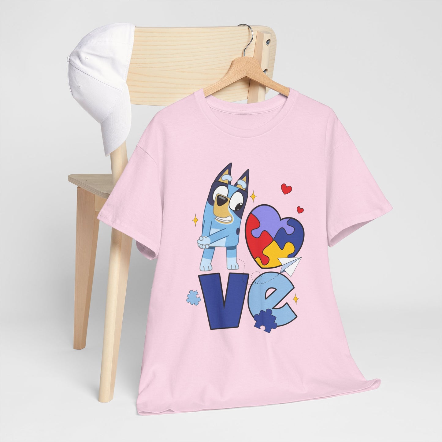 Autism Awareness Love Tee - Puzzle Heart & Cartoon Character T-Shirt