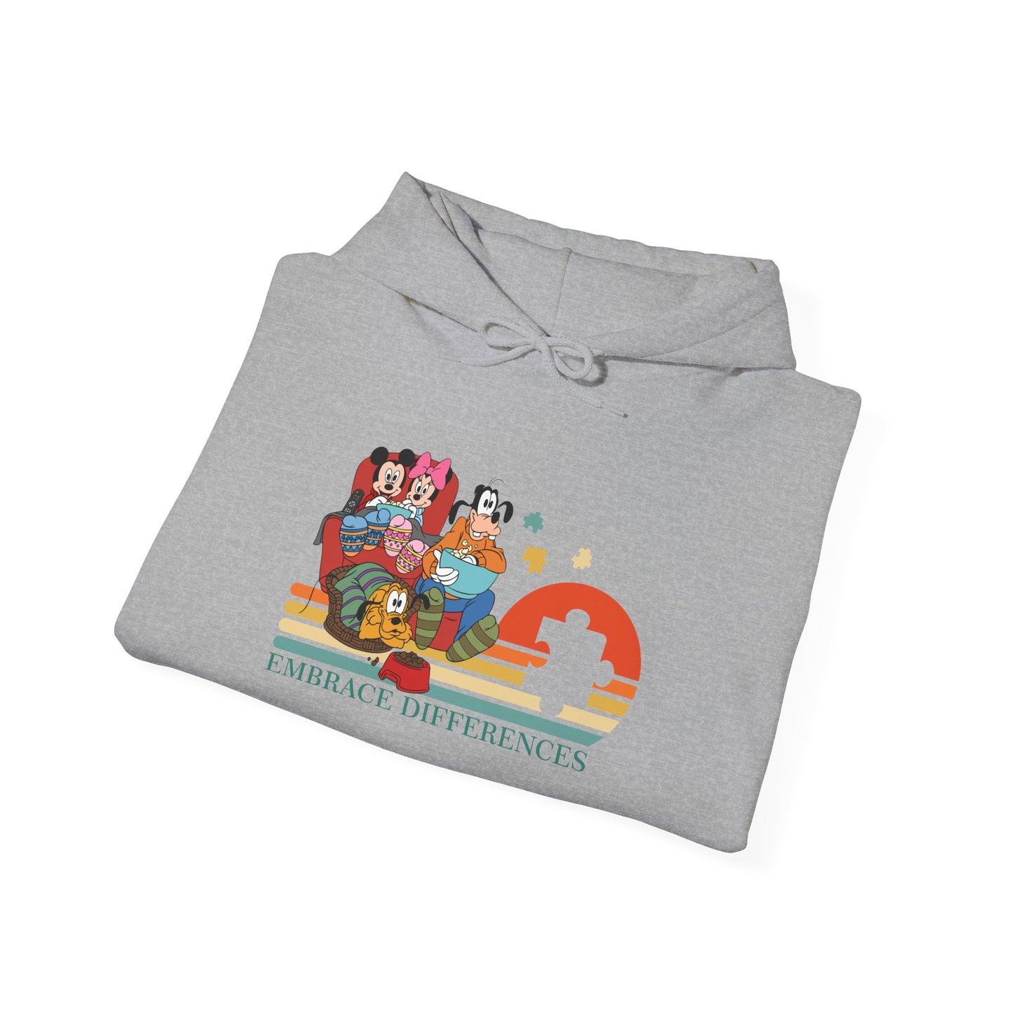 Embrace Differences Hoodie — Retro Pride Diverse Characters Graphic Sweatshirt