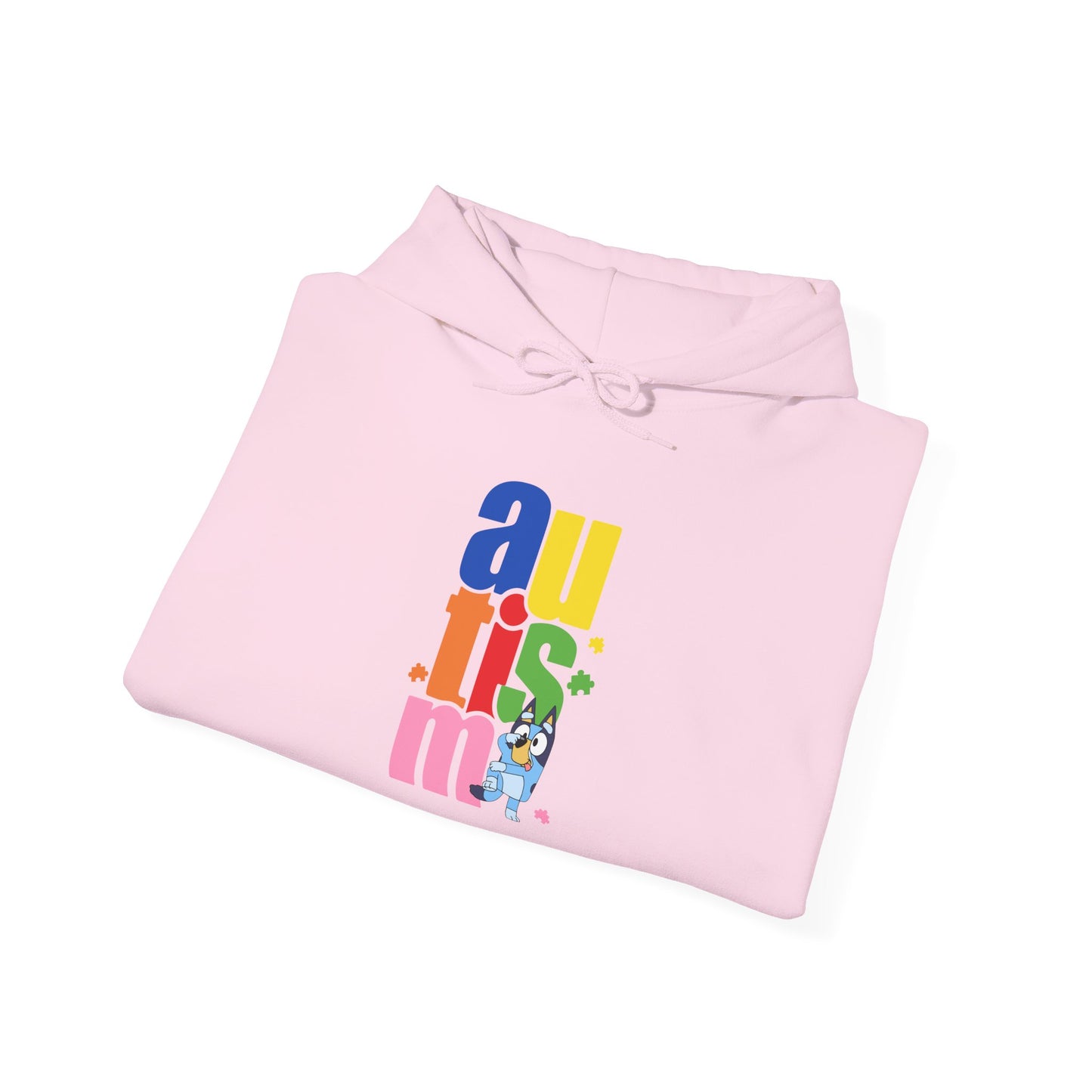 Autism Awareness Hoodie — Colorful Vertical “autism” Design