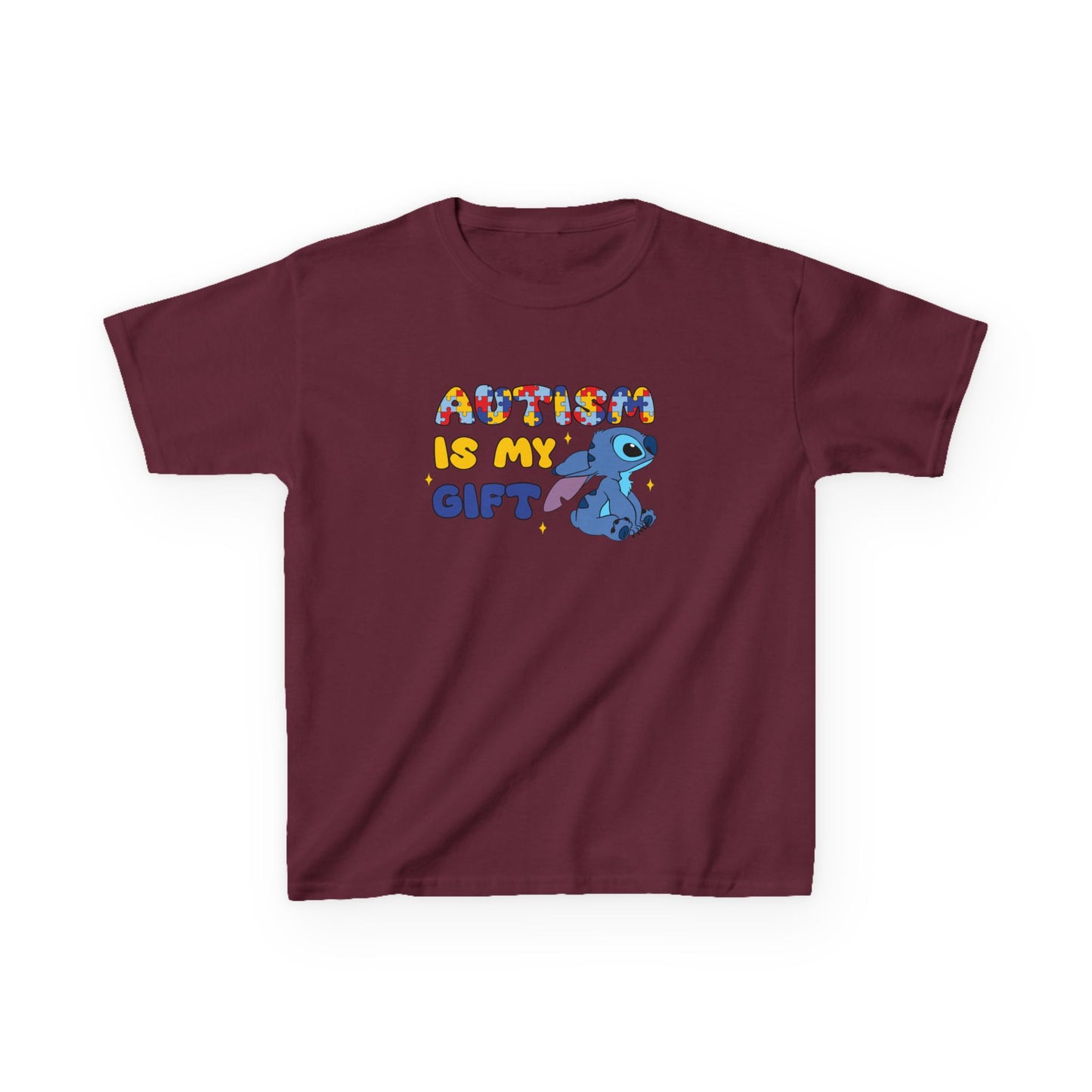 Kids T-Shirt — "Autism Is My Gift" Colorful Puzzle Heart Design