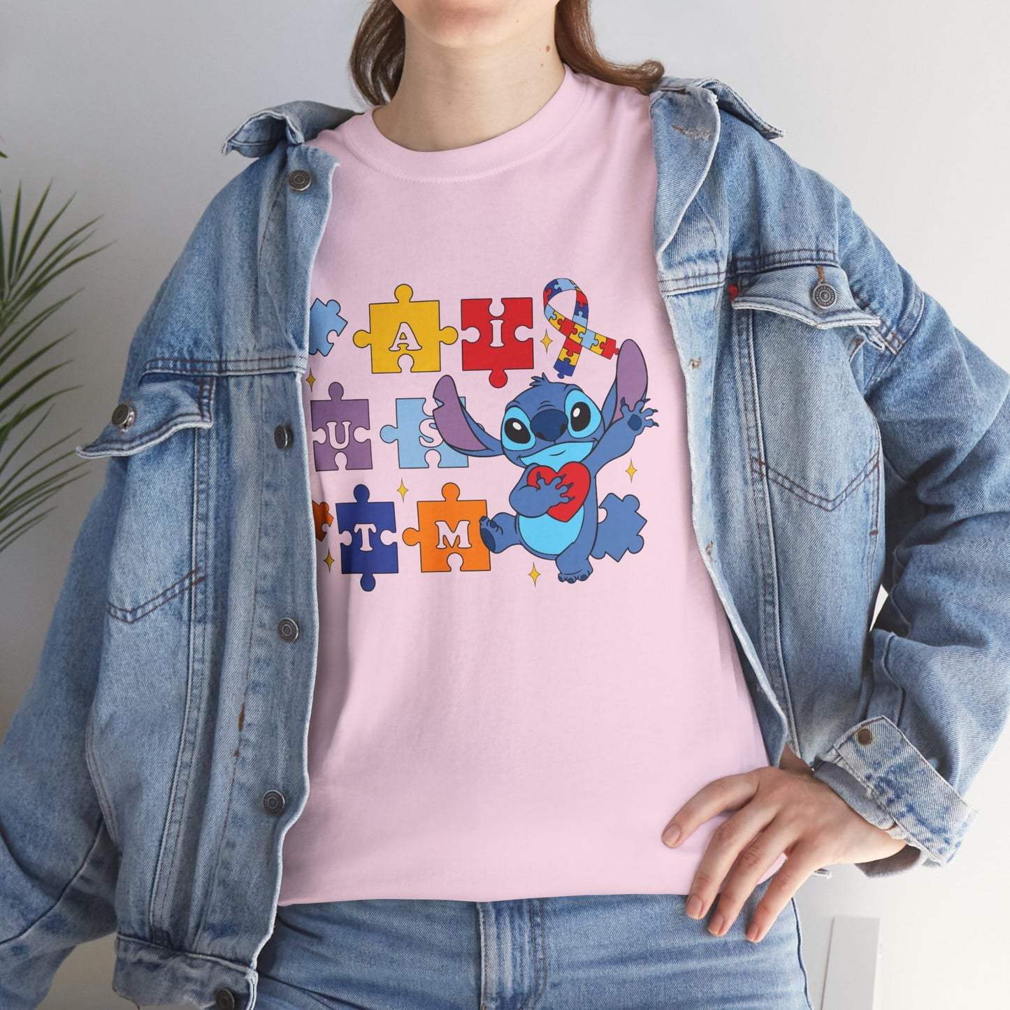 Autism Awareness Puzzle Heart Tee - Cute Blue Alien Character