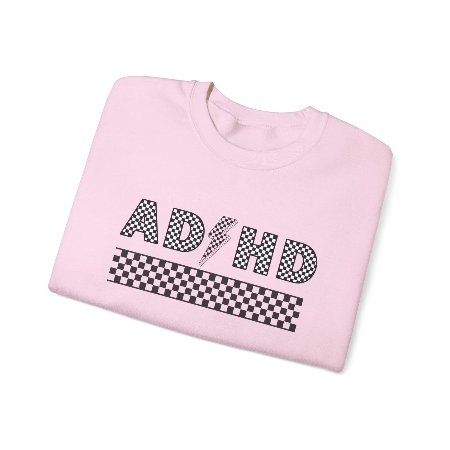 ADHD Lightening Bolt Checkered Crewneck Sweatshirt