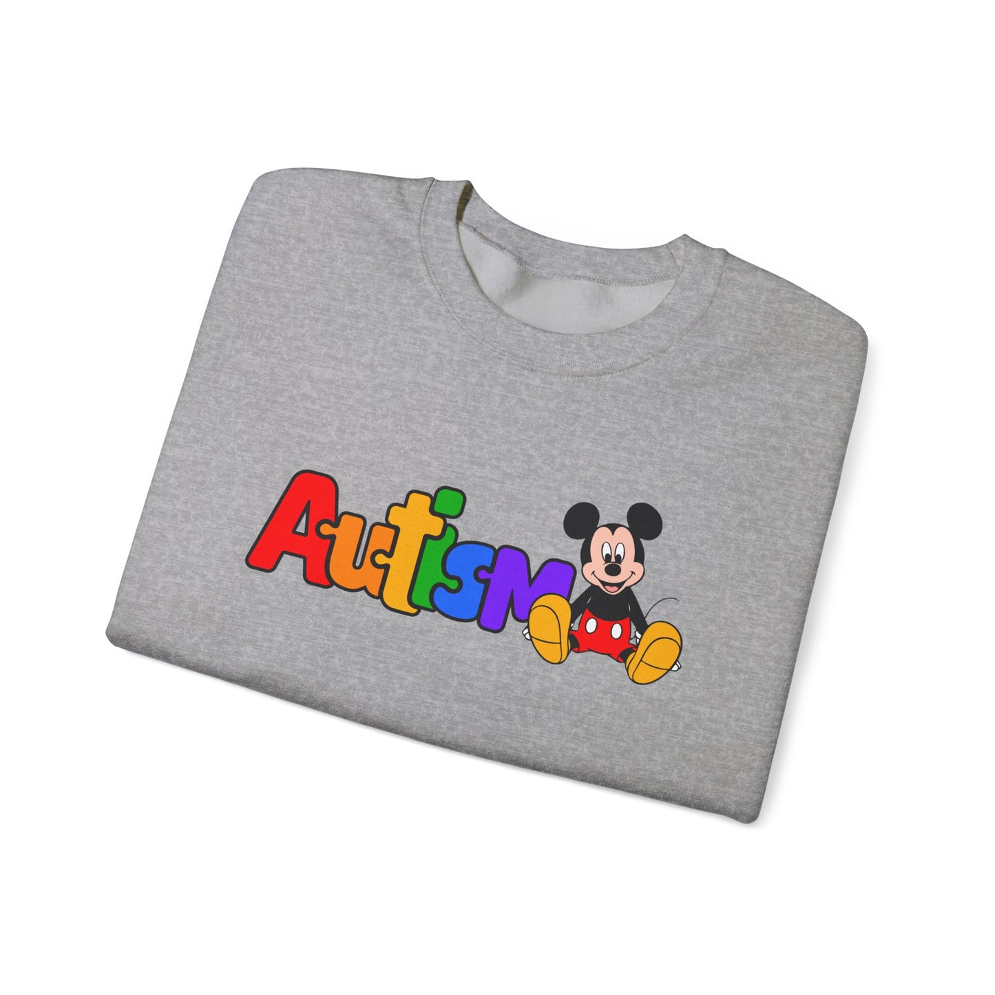 Autism Pride Crewneck Sweatshirt — Colorful Puzzle Text Design