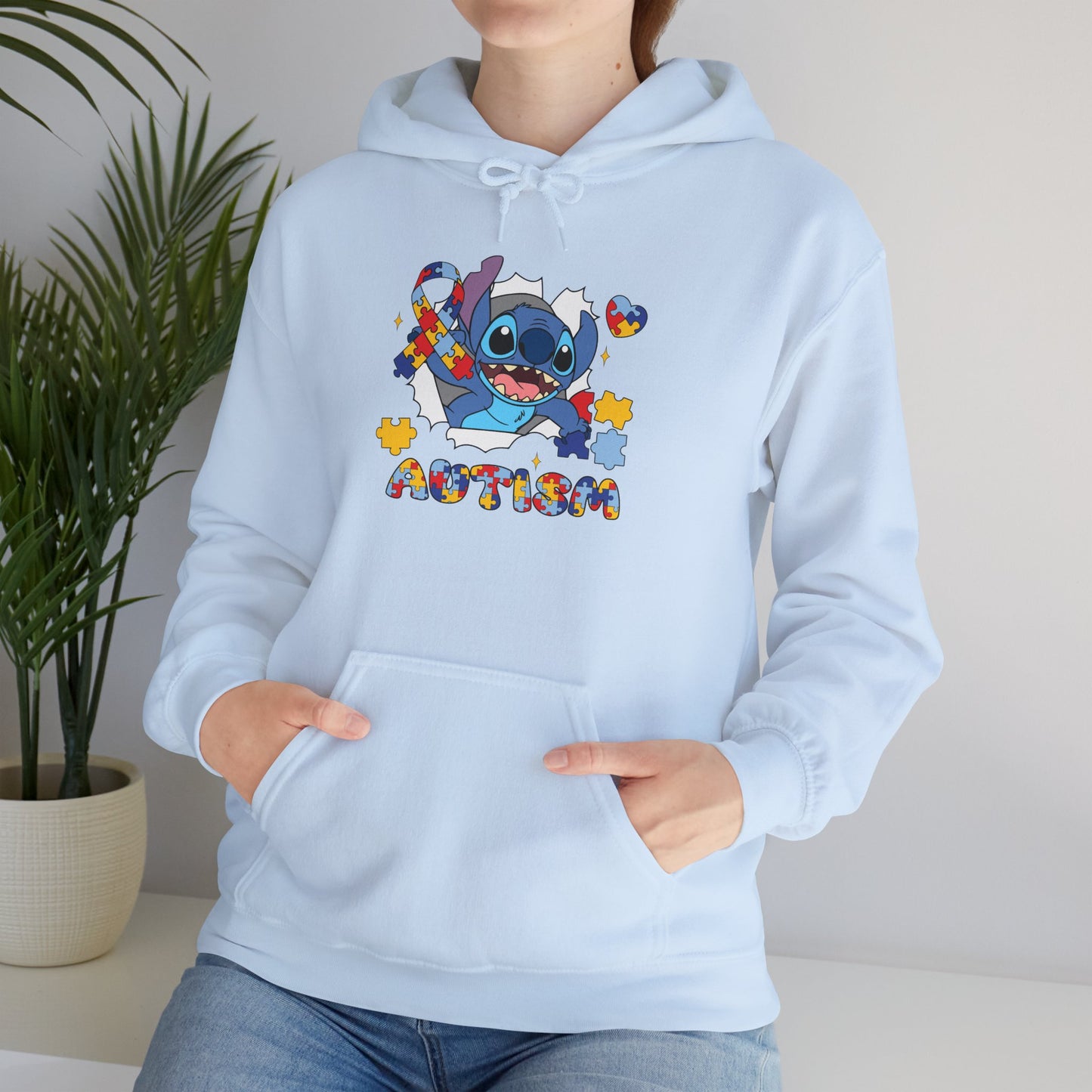 Autism Awareness Hoodie — Colorful Puzzle Stitch Design