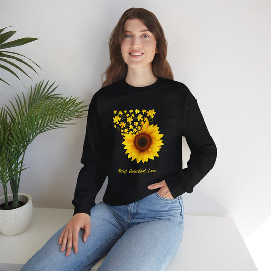 Sunflower Floral Crewneck Sweatshirt — Bright Yellow Sunflower Design
