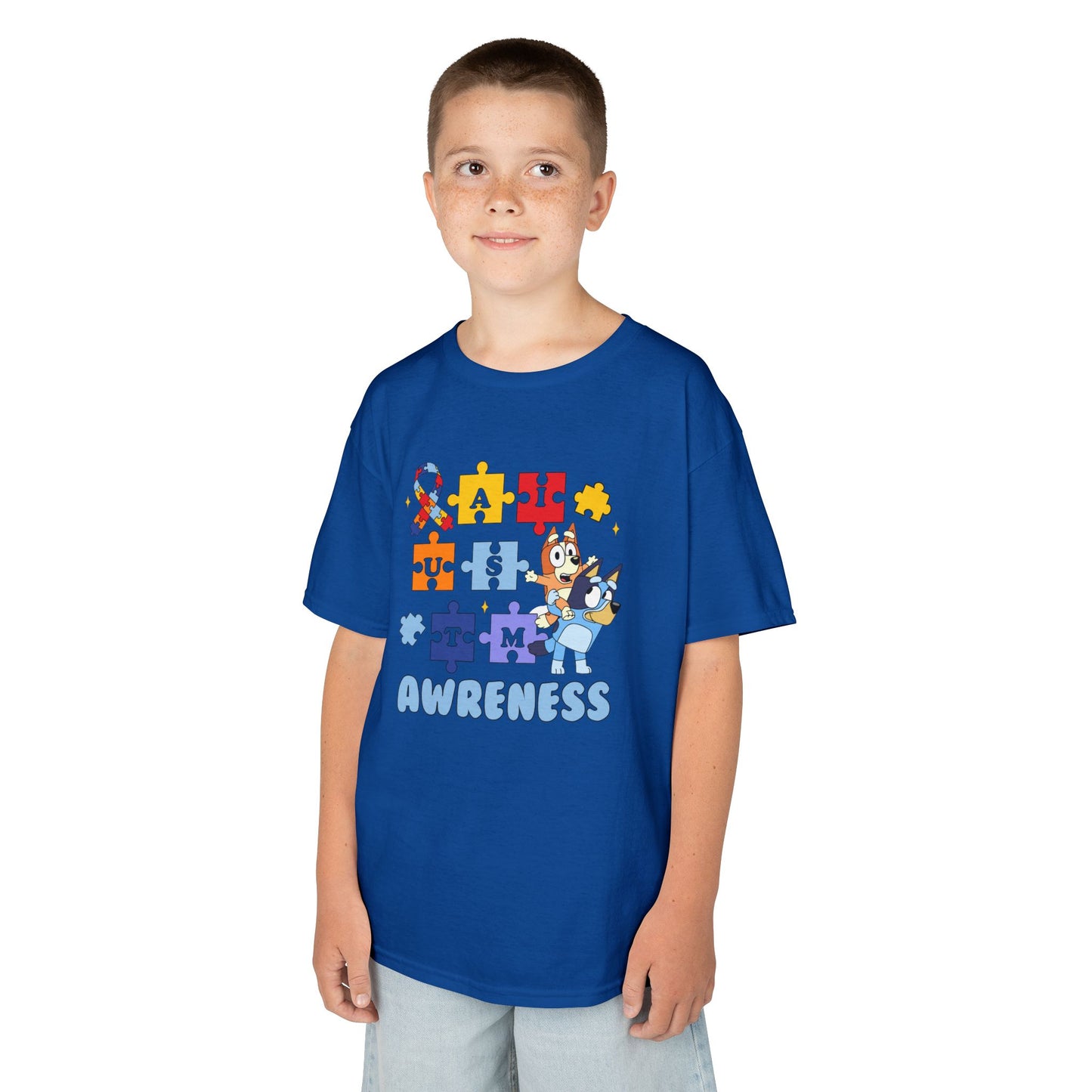 Kids Autism Awareness Puzzle Tee — Colorful Ribbon & Puzzle Pieces Design