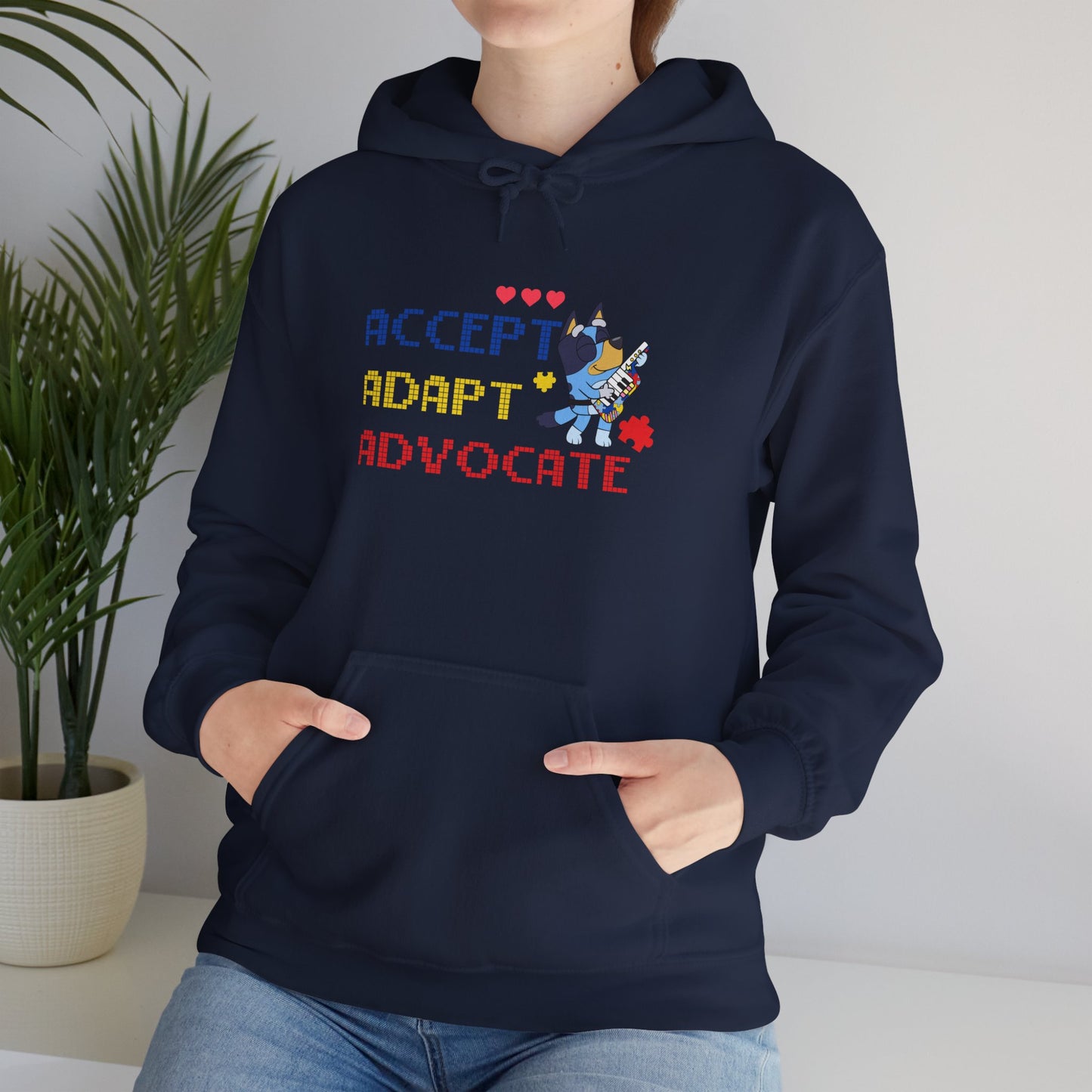 Adopt Advocate Hoodie — "Accept Adapt Advocate" Rescue Dog Paw Print Sweatshirt