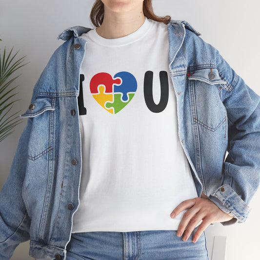 Rainbow Heart Puzzle Unisex Heavy Cotton Tee