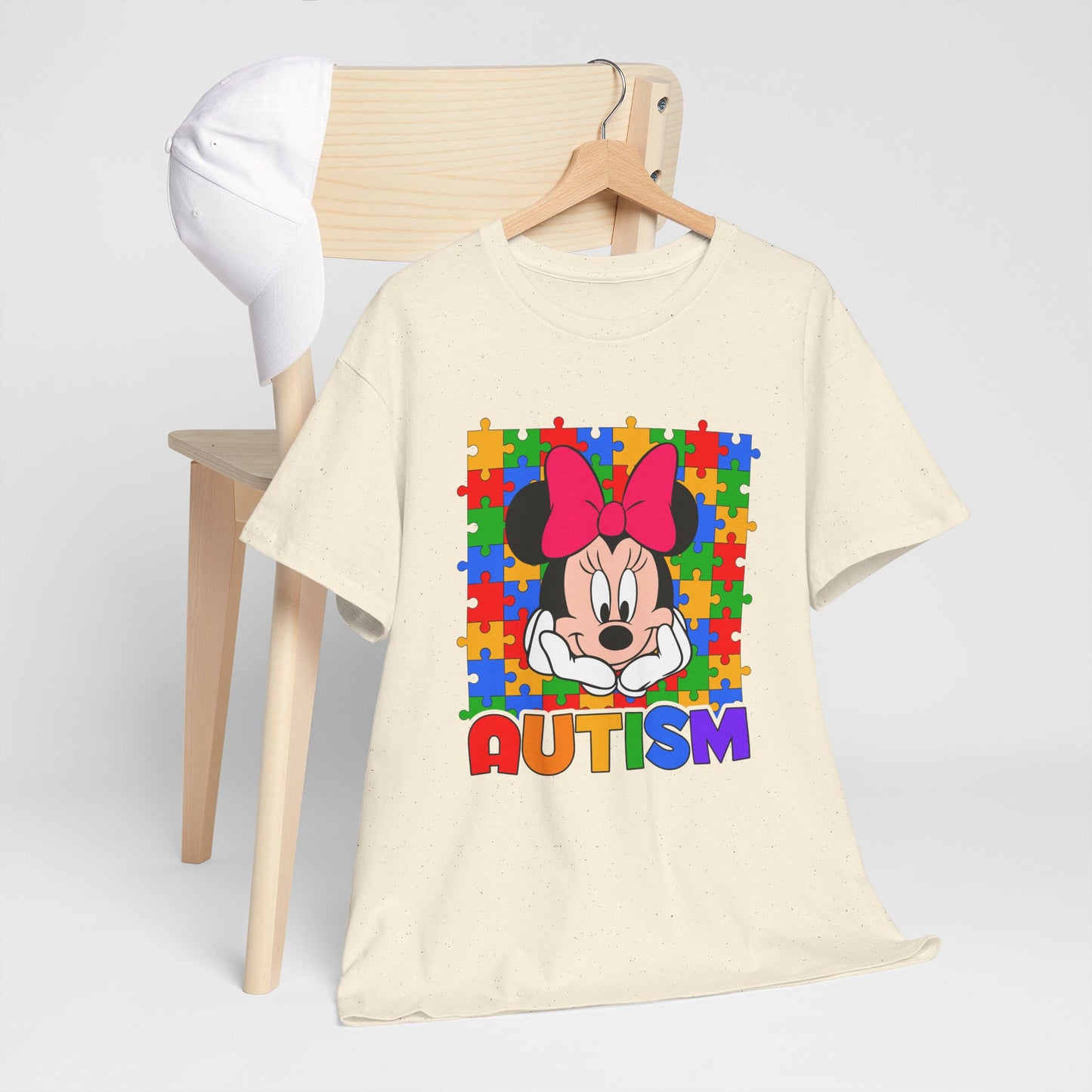 Autism Awareness T-Shirt — Colorful Puzzle Heart Minnie Design