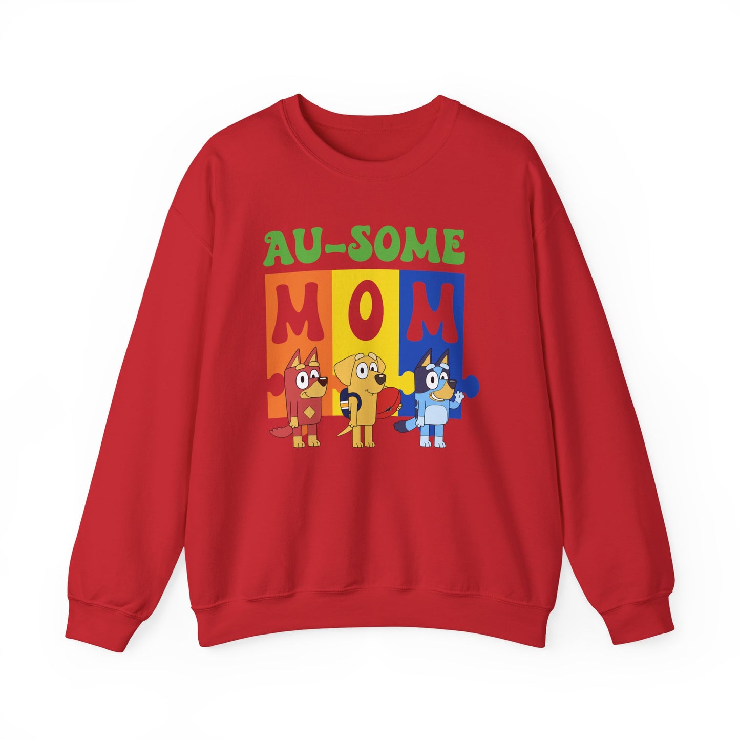 Au-some Mom Sweatshirt — Colorful Kids’ Puzzle Dog Mom Gift