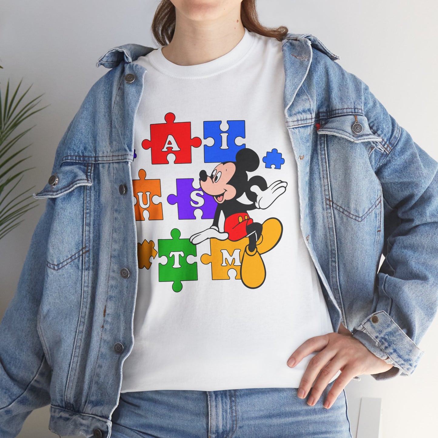Autism Puzzle Mickey T-Shirt — Colorful Puzzle Pieces "AUTISM" Design