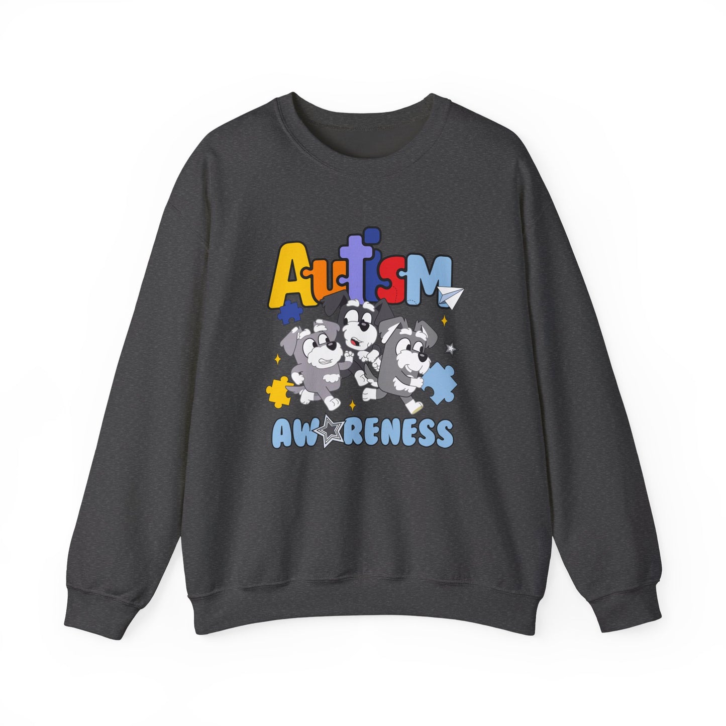 Autism Awareness Crewneck Sweatshirt – Colorful Puzzle Piece Design