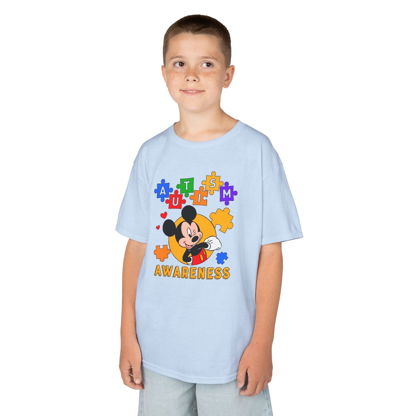 Autism Awareness Kids Tee — Colorful Puzzle Heart Design