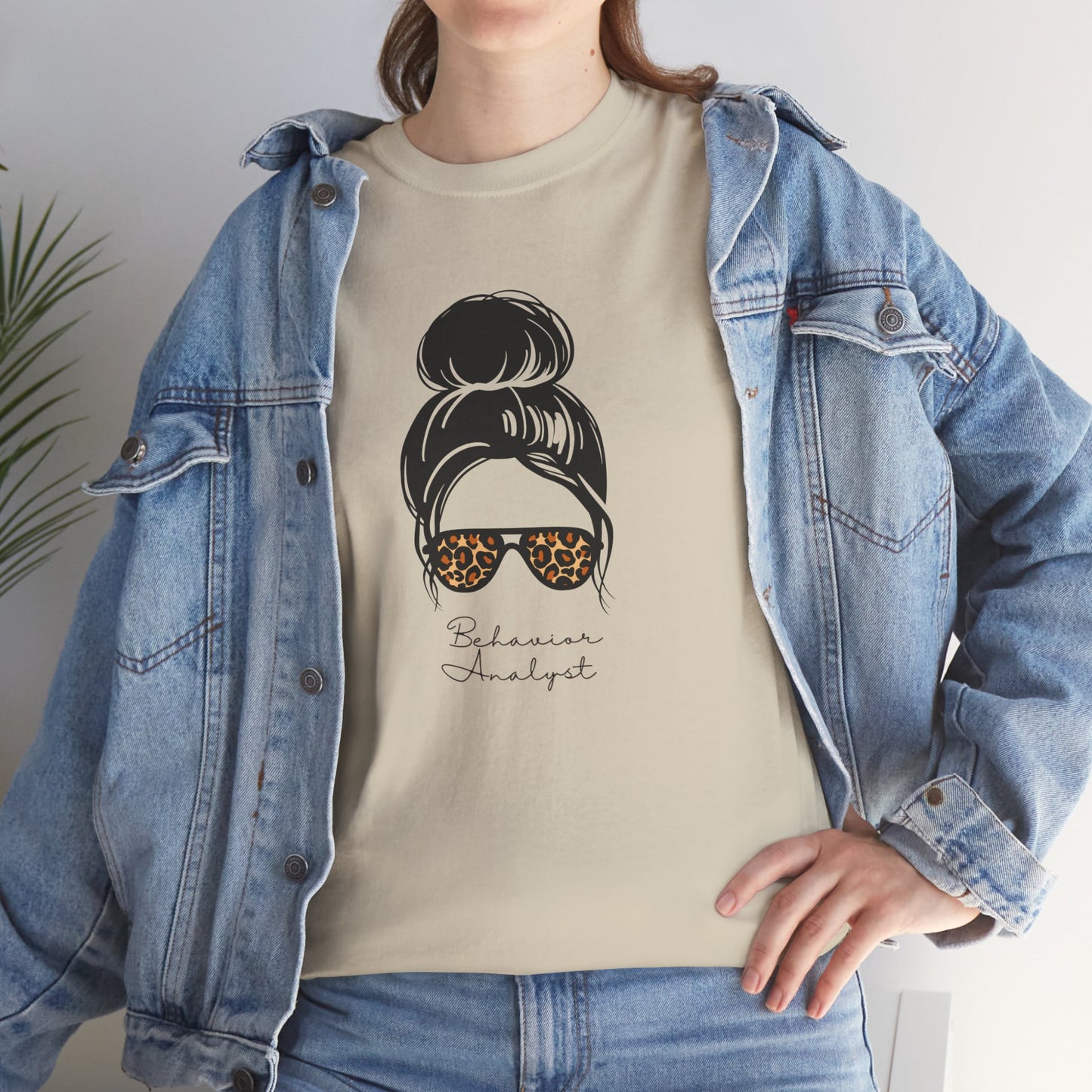 Graphic Tee — Messy Bun Sunglasses Leopard Print "Behavior Analyst"