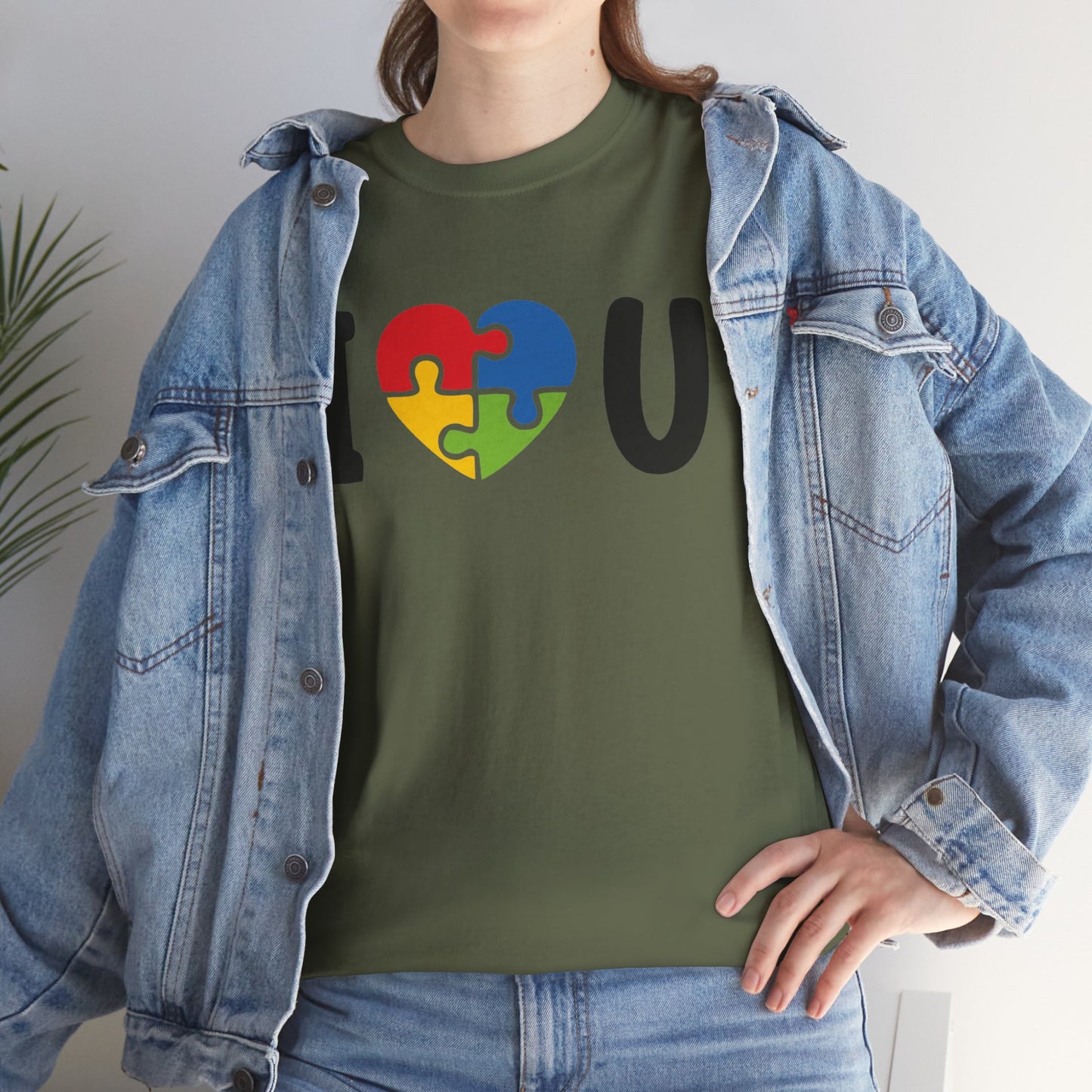 Rainbow Heart Puzzle Unisex Heavy Cotton Tee