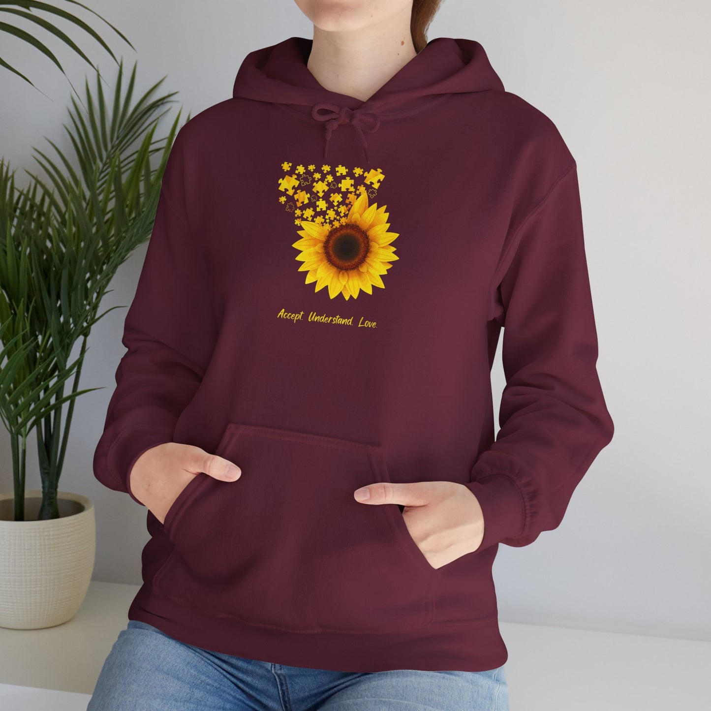 Sunflower Love Autism Awareness Advocate Hoodie — Joyful Floral Hooded Sweatshirt
