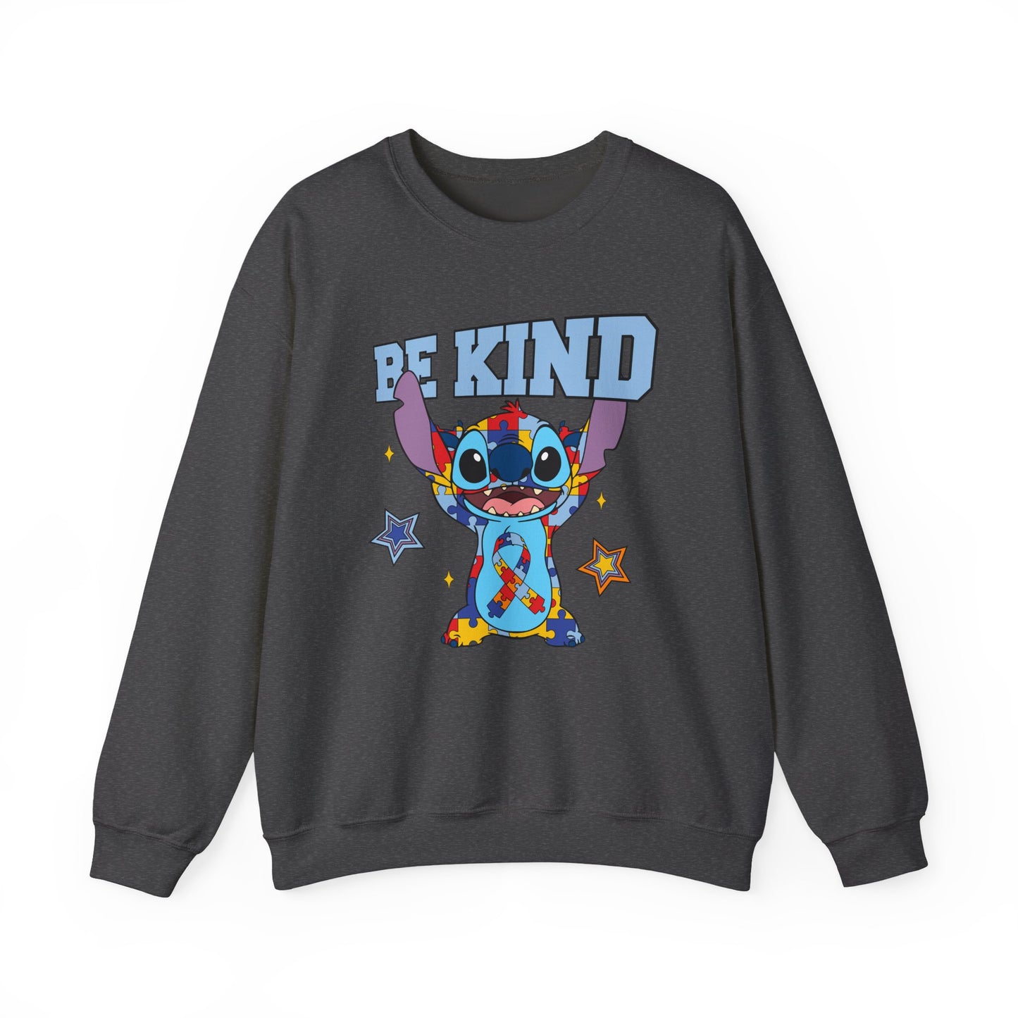 Be Kind Crewneck Sweatshirt — Cute Colorful Cartoon Character Graphic
