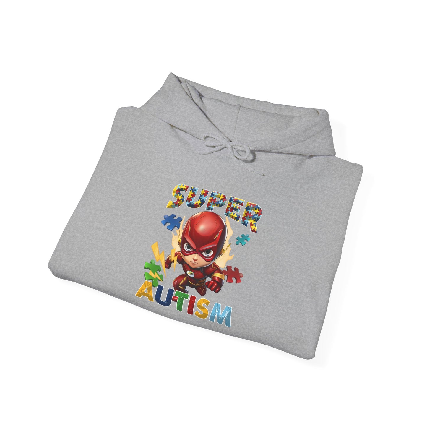 Autism Awareness Hoodie — "Super Autism" Colorful Puzzle Hero Sweatshirt