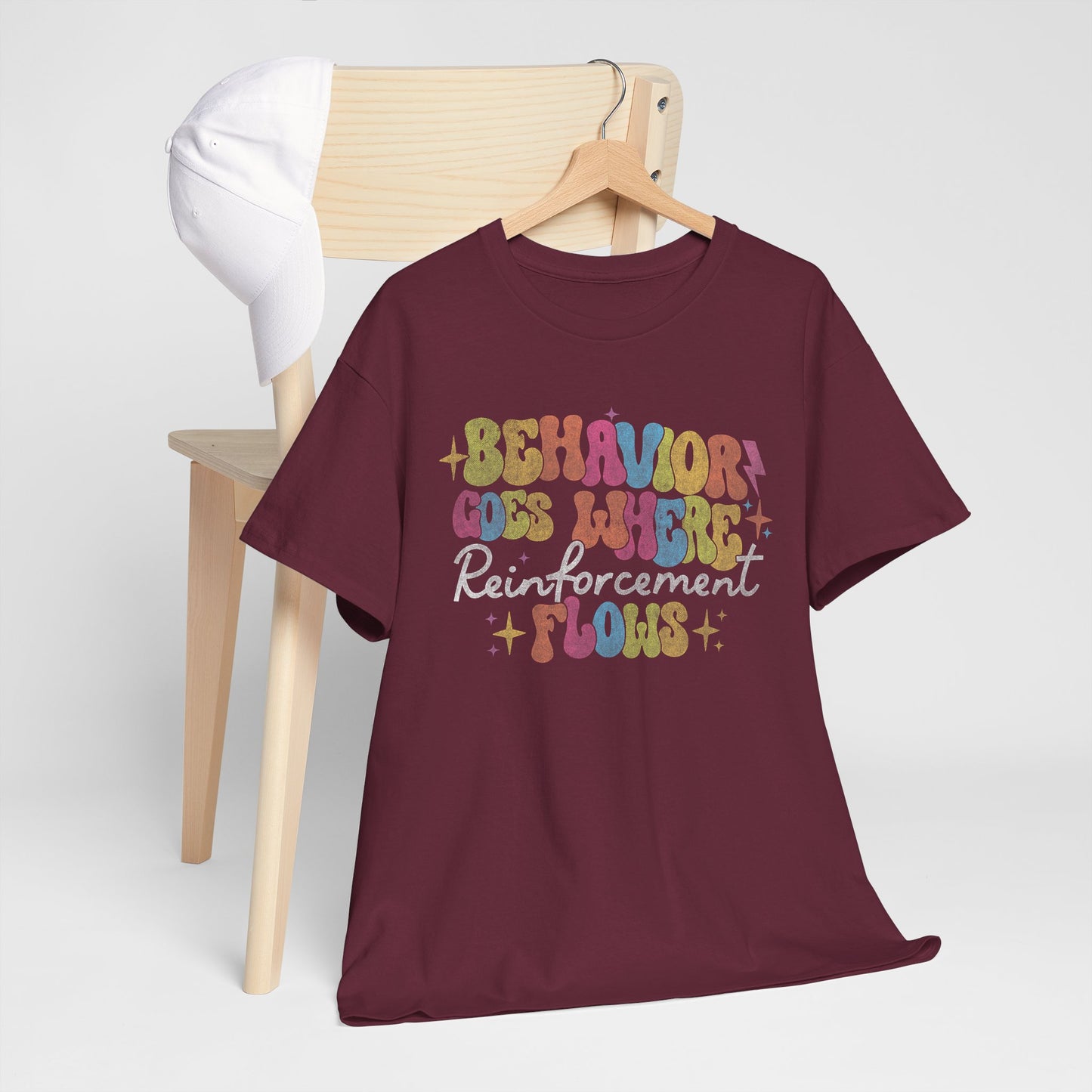 Behavior Codes Where? Reinforcement Flows T-Shirt — Retro Psychedelic Behavioral Therapist Tee