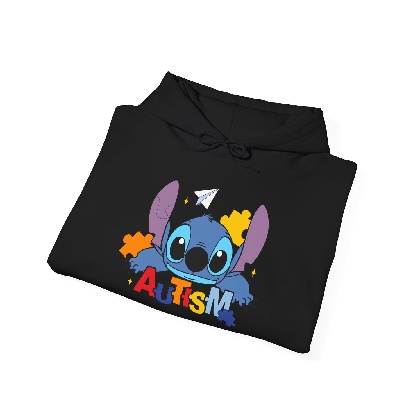 Autism Awareness Hoodie — Cute Cartoon Character with Puzzle Pieces