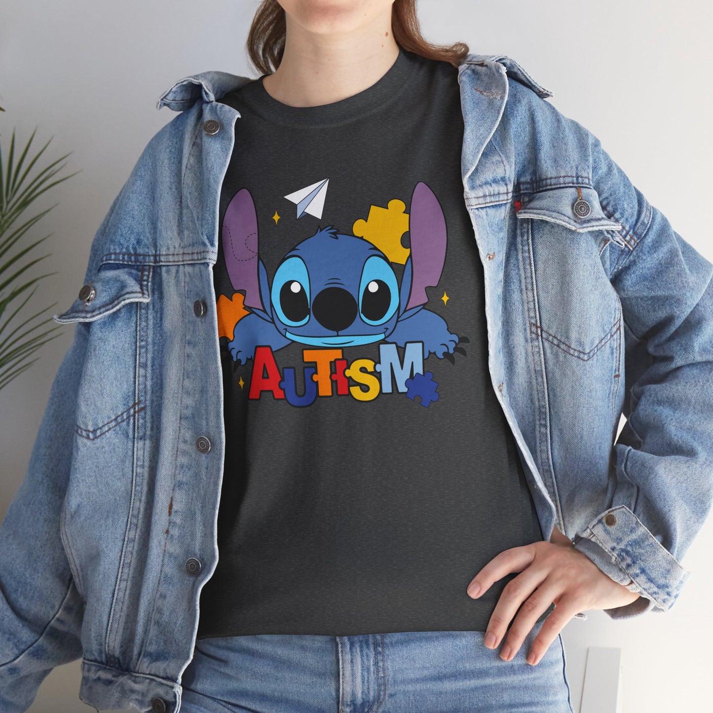 Autism Puzzle Heart T‑Shirt — Cute Blue Character Awareness Tee