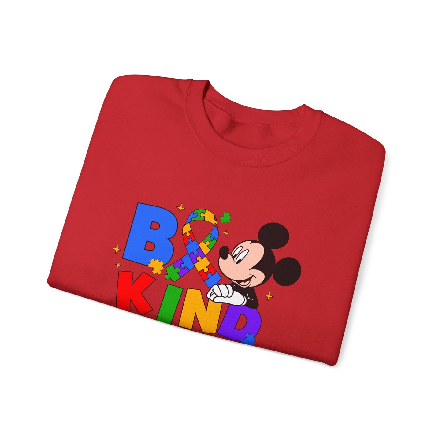 Be Kind Crewneck Sweatshirt - Colorful Awareness Ribbon Design