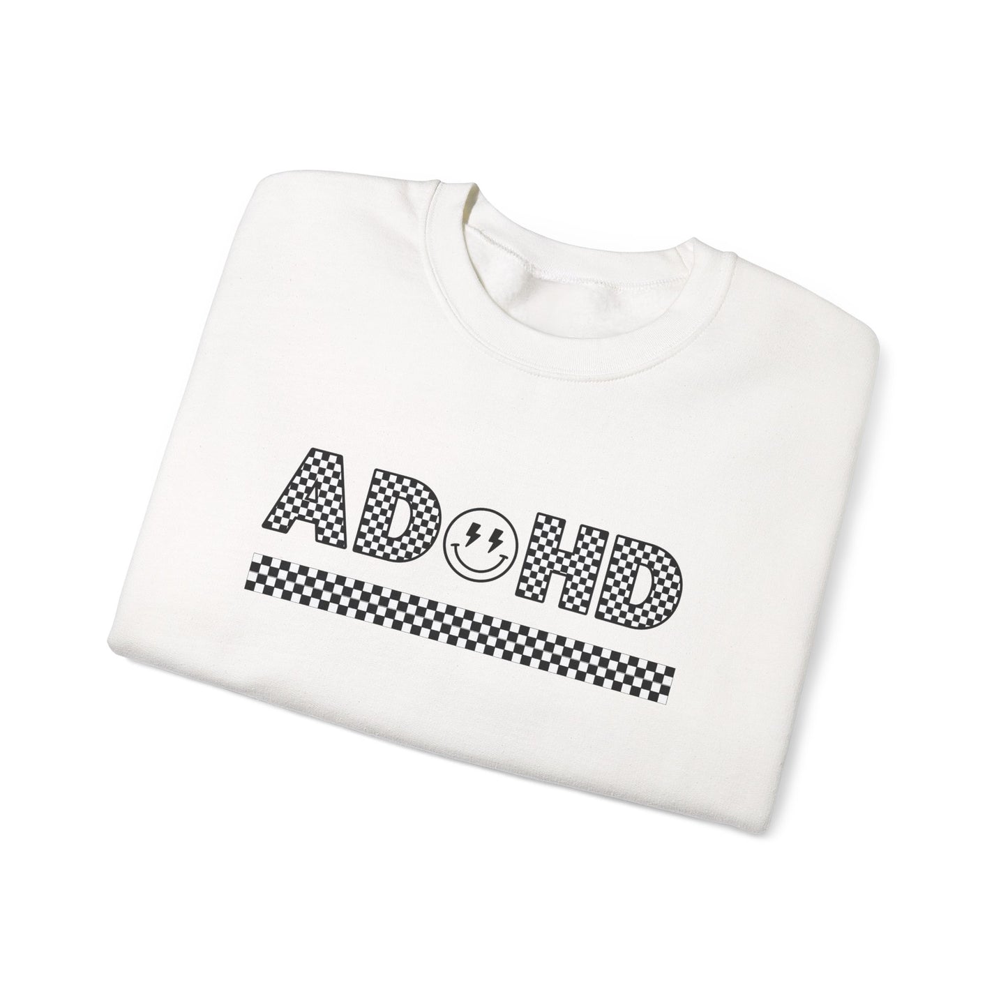 ADHD Smiley Checkered Crewneck Sweatshirt