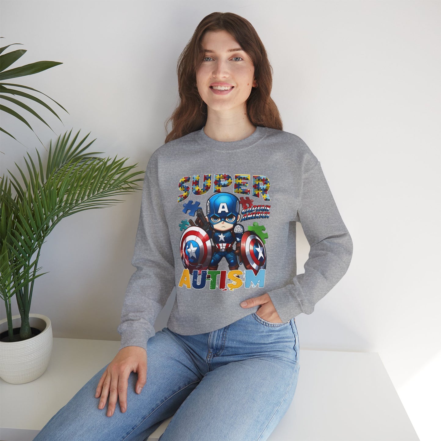 Autism Superhero Crewneck Sweatshirt