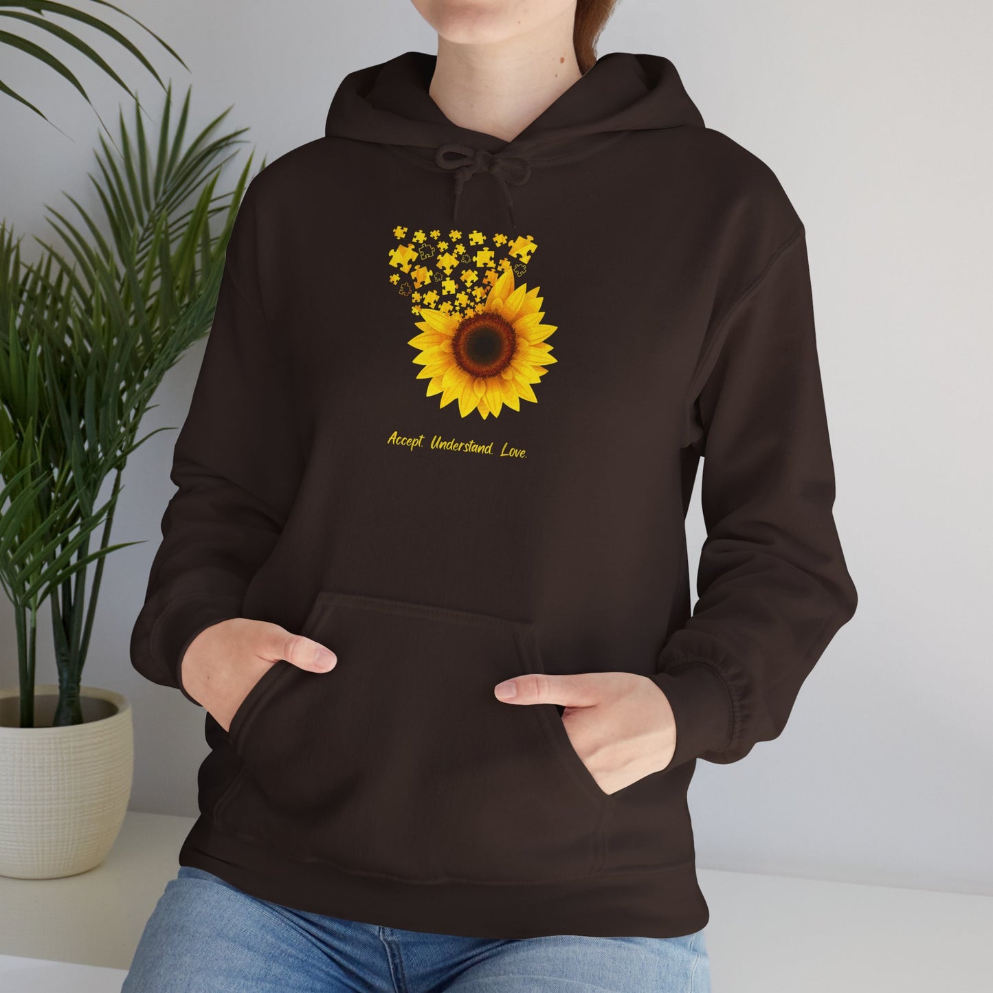 Sunflower Love Autism Awareness Advocate Hoodie — Joyful Floral Hooded Sweatshirt