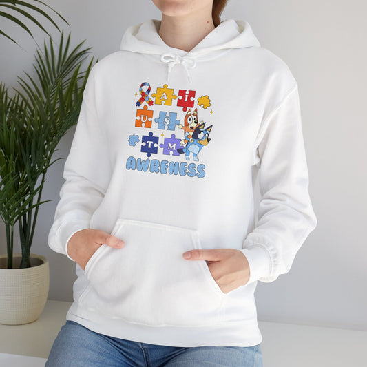 Autism Awareness Hoodie – Bluey Puzzle Ribbon Design