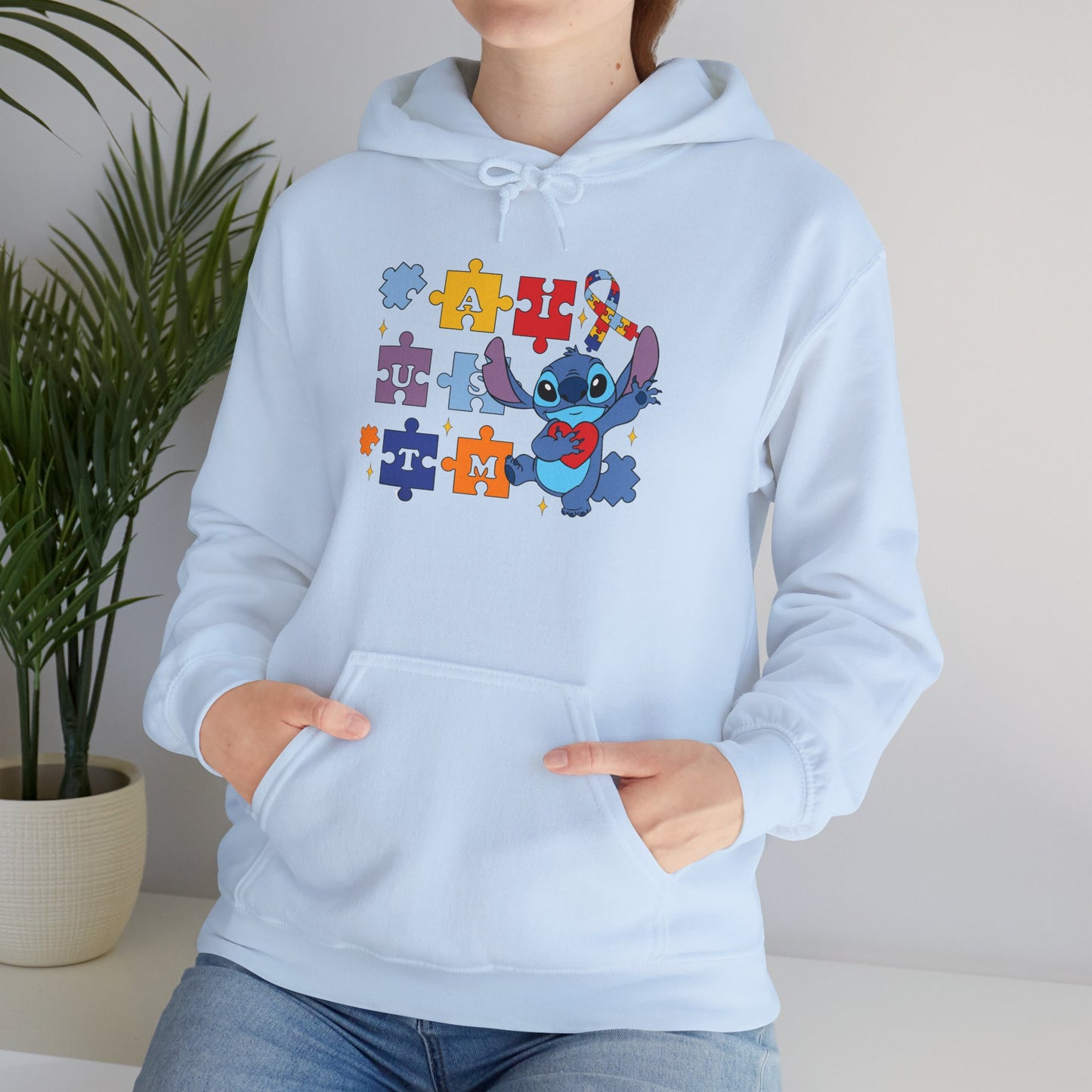 Autism Awareness Hoodie — Puzzle Heart Ribbon Design