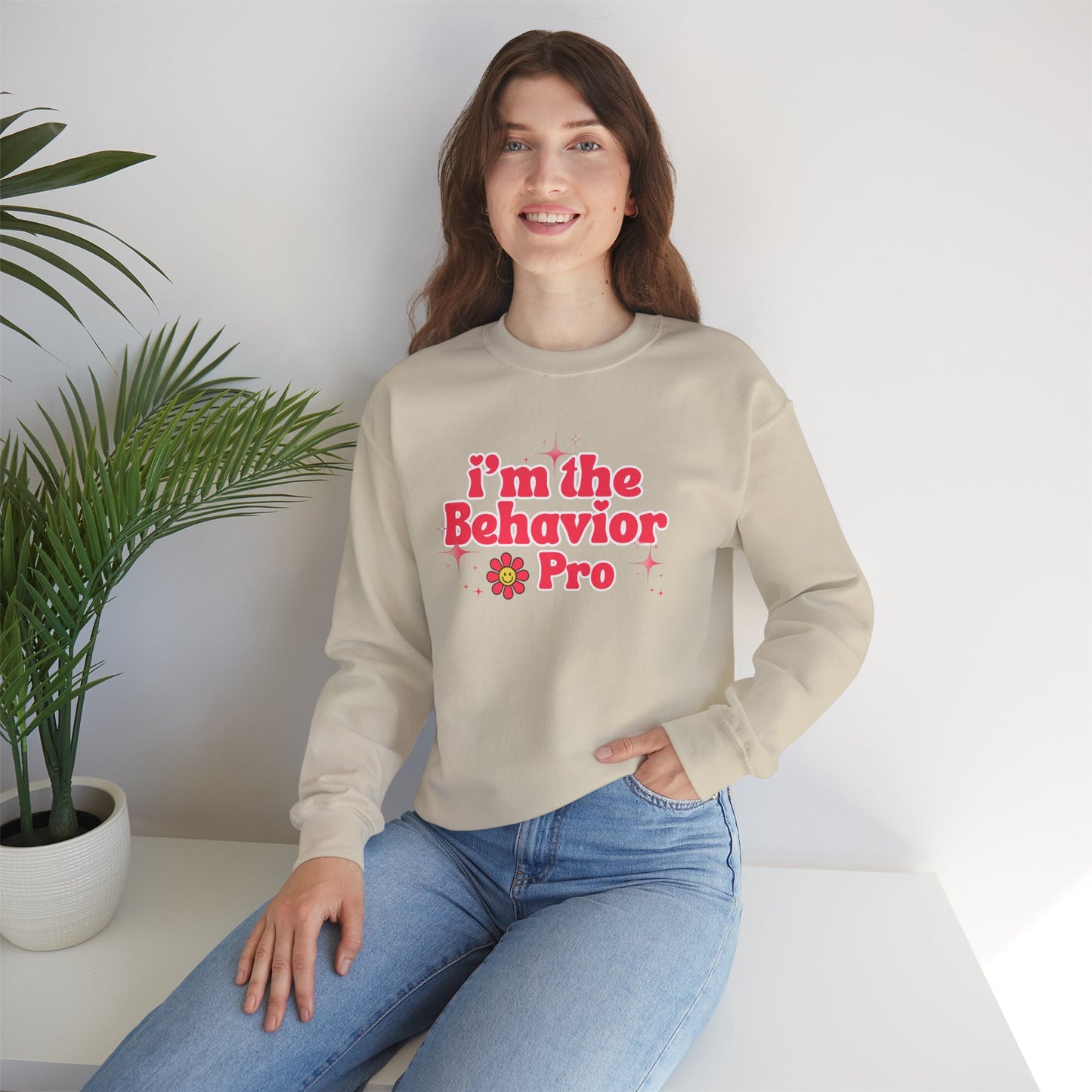 Behavior Pro Crewneck Sweatshirt — "I'm the Behavior Pro" Retro Floral