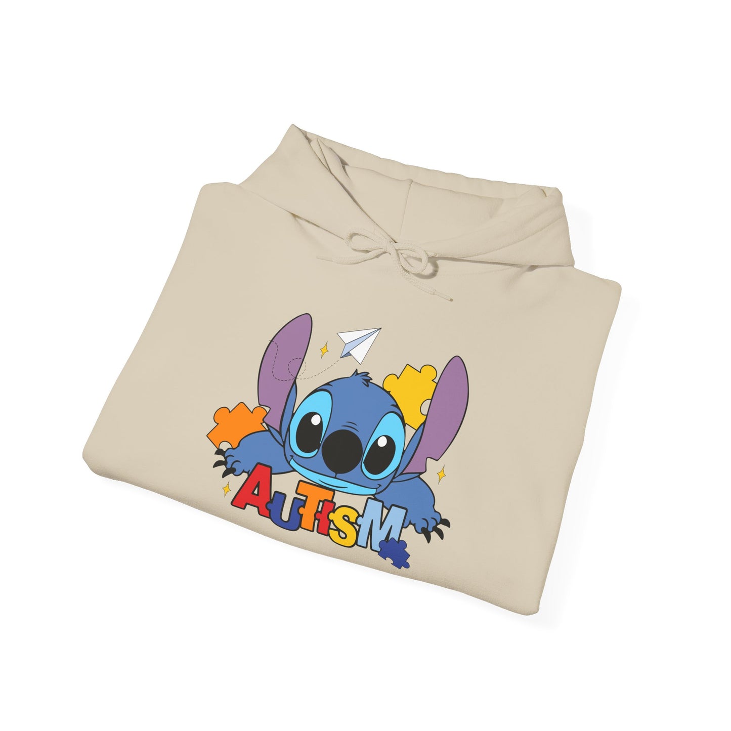 Autism Awareness Hoodie — Cute Cartoon Character with Puzzle Pieces
