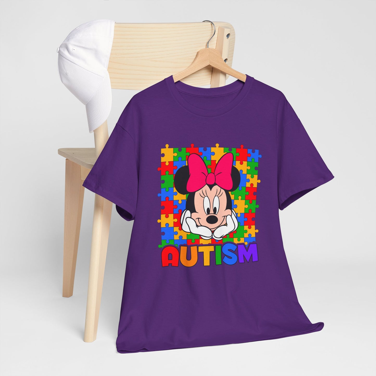 Autism Awareness T-Shirt — Colorful Puzzle Heart Minnie Design